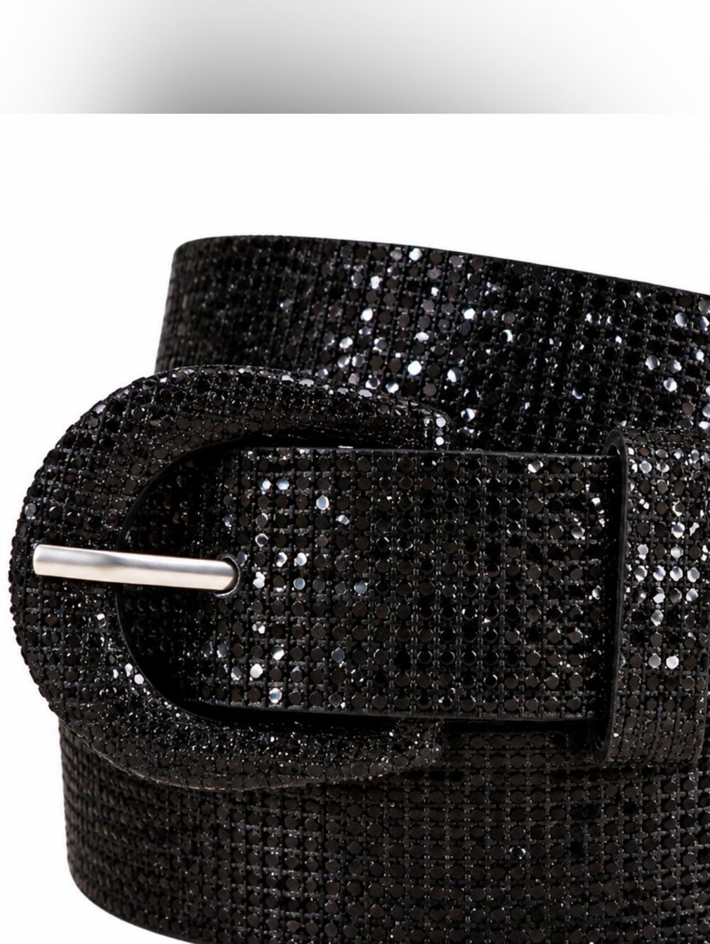 Women's Black Rhinestone Accent Belt